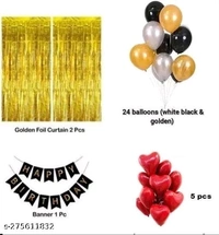 Party Decor Black Golden Birthday Decoration Combo Set