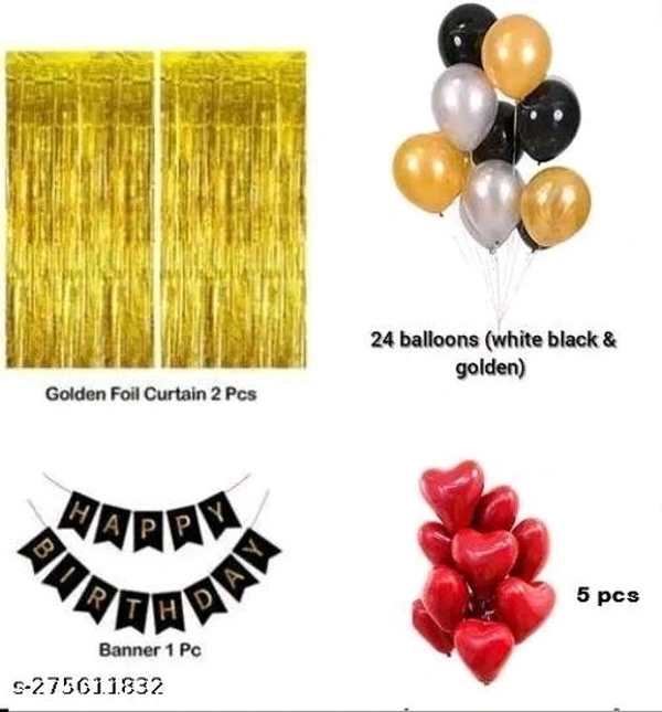 Party Decor Black Golden Birthday Decoration Combo Set