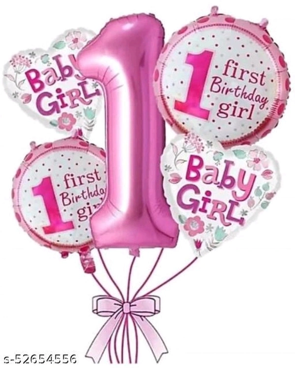 Baby Girl 3d Printed First Birthday Balloons