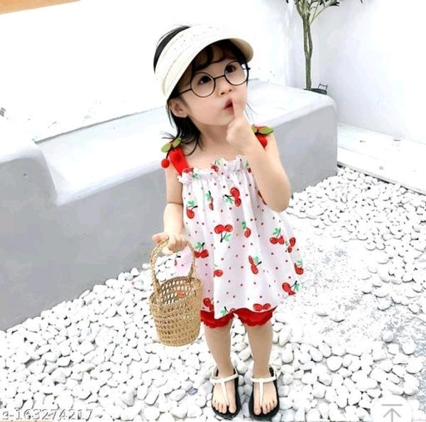 Baby Girl Red Color Cotton Little Pari Top & Bottom Frock Set - 9-12 Months