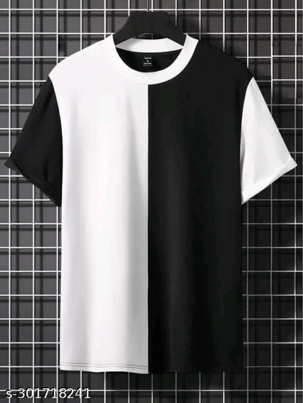 Men Color Block Round Neck Black T-Shirt - Xxl