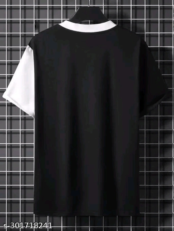 Men Color Block Round Neck Black T-Shirt - Xxl