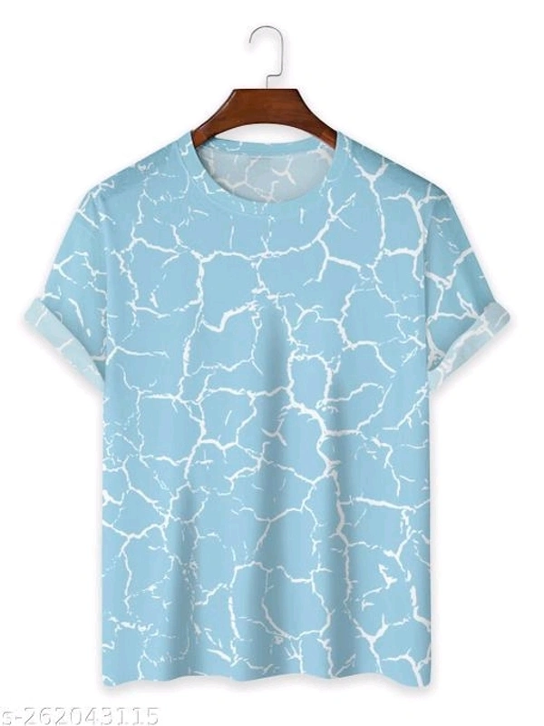 Mens Poly Lycra Casual Stretchable Printed Half Sleeve Mens Round neck T-shirt - L