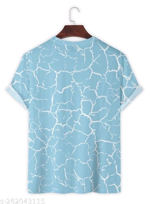Mens Poly Lycra Casual Stretchable Printed Half Sleeve Mens Round neck T-shirt - L