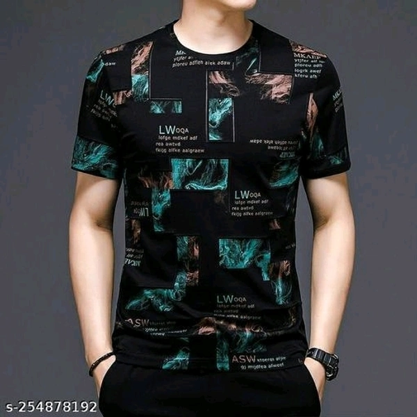 New Design Printed Round Neck Half T-shirt - S