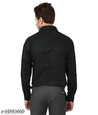 Men's Slid Speard Collar Black Shirt - Xl