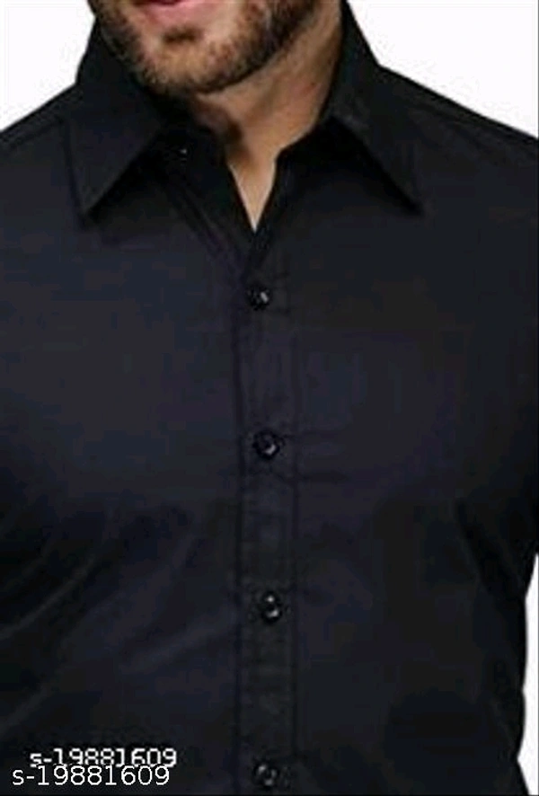 Men's Slid Speard Collar Black Shirt - Xl