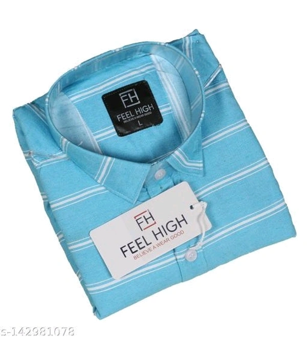 Men's Slim Collar Striped Blue Shirt - Xl