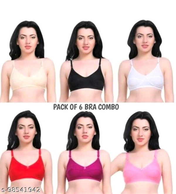 Stylish Women Fancy Bra Combo Of 6 (Random Color) - 28B