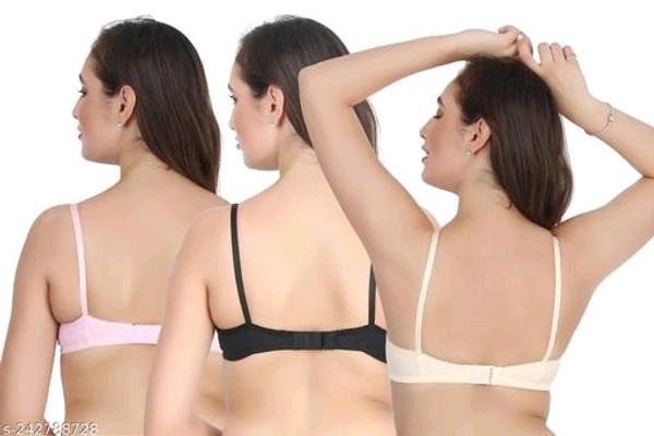 Infashion Double Strip Net Bra (Molticolor, Pack Of 3) - 32A