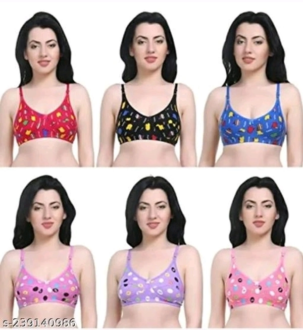 Women Printed Bra Combo Of 6 (Random Color) - 36B