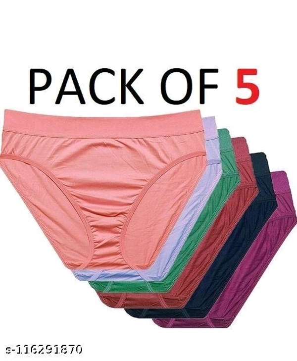 Women Stylinsh Hipster 100% Cotton Panties (Pack Of 5) - L