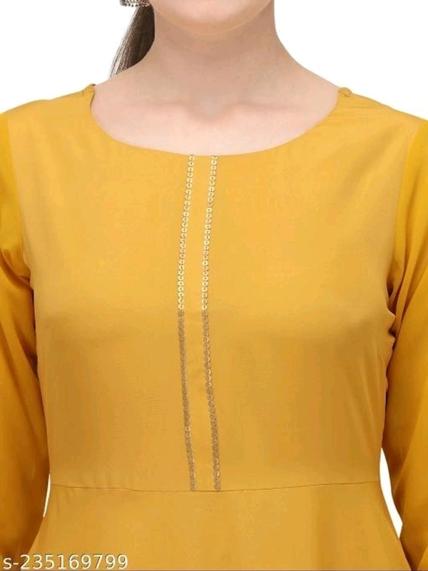 FAB GALAXY Pink French Rose Color Anarkali Kurti With Printed Dupatta Sets - M, Gold