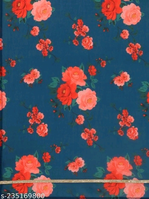 FAB GALAXY Pink French Rose Color Anarkali Kurti With Printed Dupatta Sets - XXXL, Navy Blue