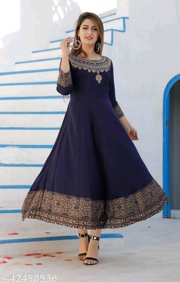 Women Printed Rayon Anarkali With Dupatta Set - XXXL