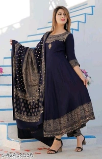 Women Printed Rayon Anarkali With Dupatta Set - XXXL
