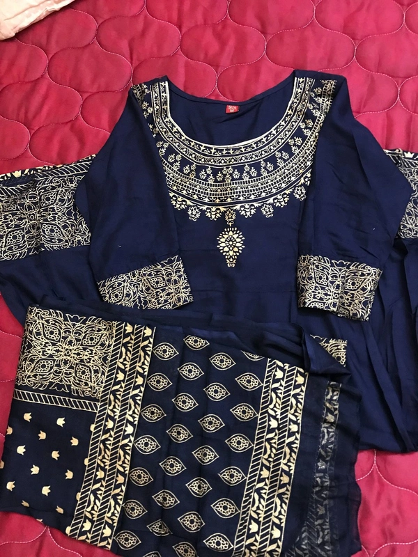 Women Printed Rayon Anarkali With Dupatta Set - XXXL