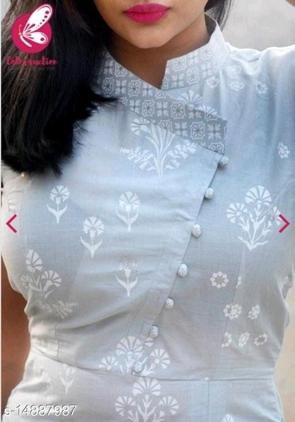 Women Royan A-line Printed Long Kurti With Plazzo Set - M