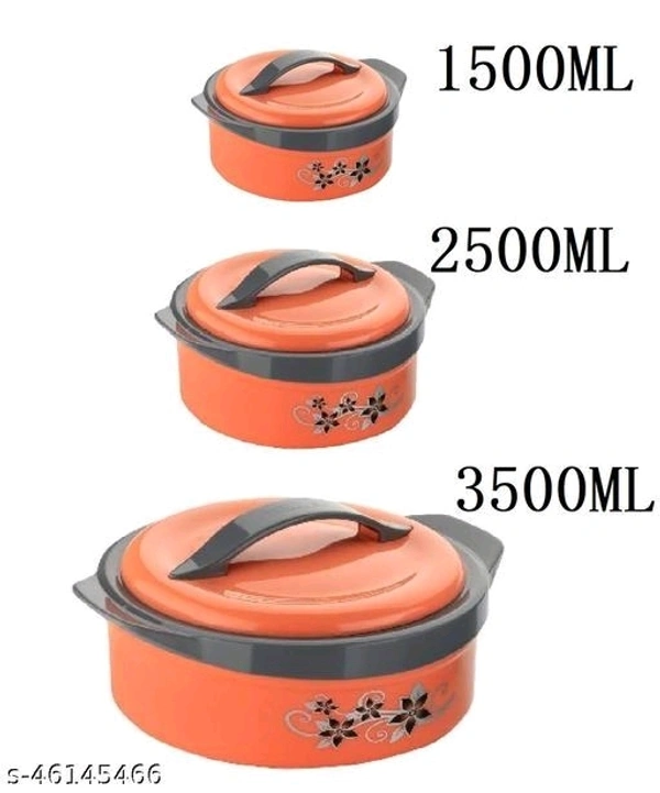 Unicept Inner Steel Insulated Casserole Hot Pot Set Combo Of 1500ml, 2500ml, 3500ml (Pack Of 3)
