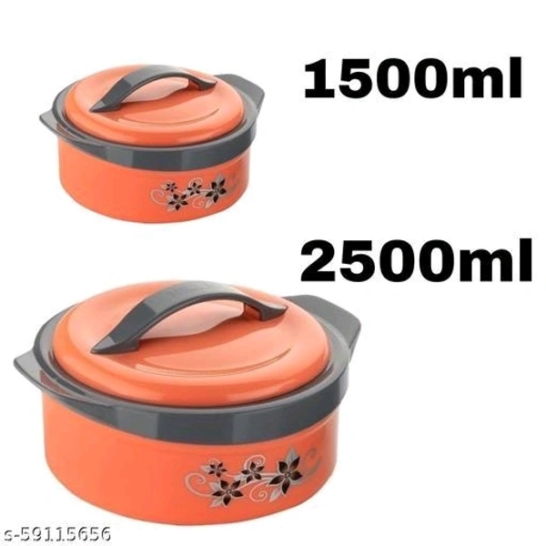 Inner Steel Insulated Casserole Hot Pot Set Combo Of 1500ml, 2500ml (Pack Of 2)