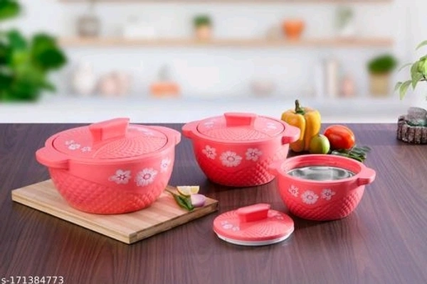 Galaxy Classic Insulated Inner Stainlesa Steel Casserole (500ml,1000ml, 1700ml) Pack Of 3