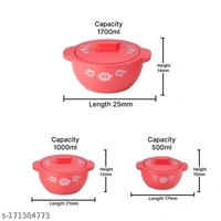 Galaxy Classic Insulated Inner Stainlesa Steel Casserole (500ml,1000ml, 1700ml) Pack Of 3
