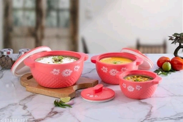 Galaxy Classic Insulated Inner Stainlesa Steel Casserole (500ml,1000ml, 1700ml) Pack Of 3