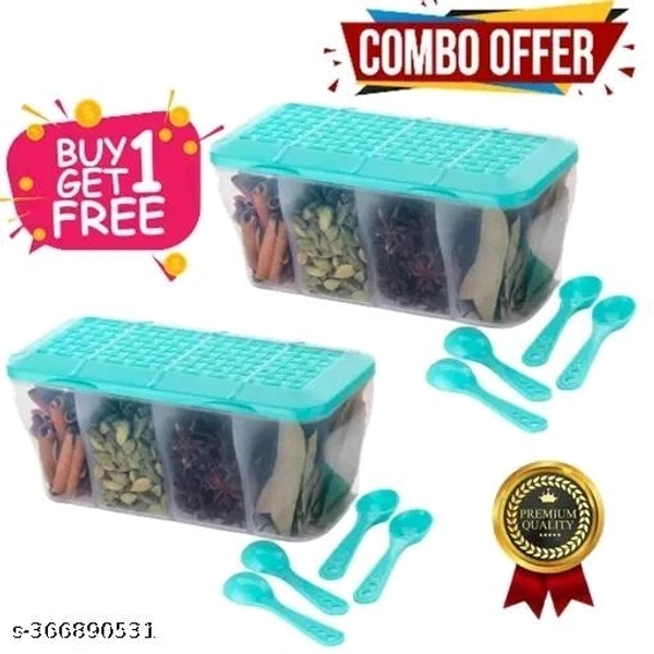 Food Container 4 In 1 Transparent (BUY 1 GET 1 FREE), Plastic Lock Airtight Food Storage Jar