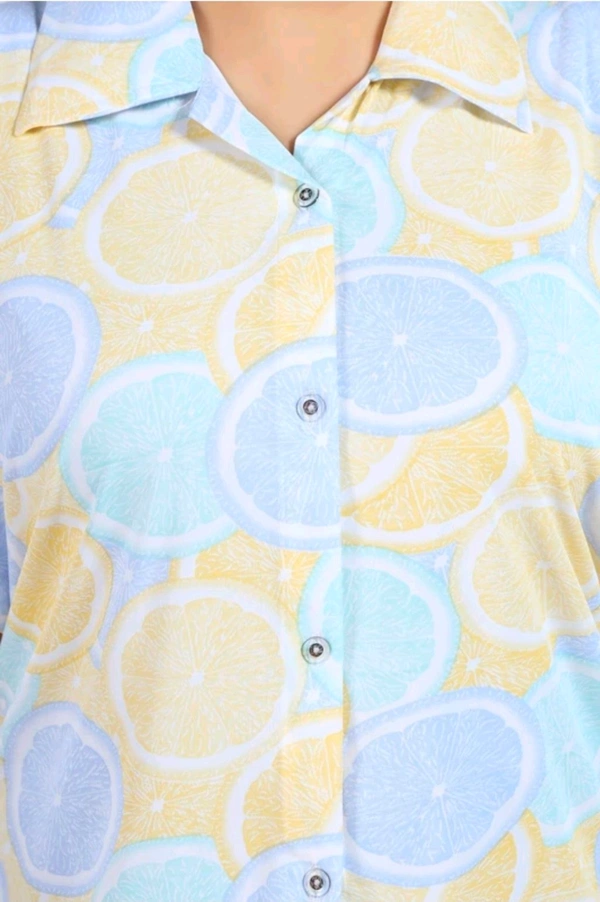 Capasino Women Printed Gold Shirt & Pyjama set - S