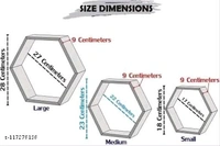 Techhark Home Décor Hexagonal Shape MDF (Medium Density Fiber) Fiber Wall Shelf, Living Room Decorative Self -{Set of 3} (Red 3pcs and Black 3pcs)