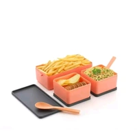 Leak Proof 3 Compartment Lunch Box for Office Men and Lunch Box for Kids, Microwave Safe Lunch Boxes, Reusable, Freezer Safe Food Containers with Spoon for Adults and Kids PP Food Grade Plastic