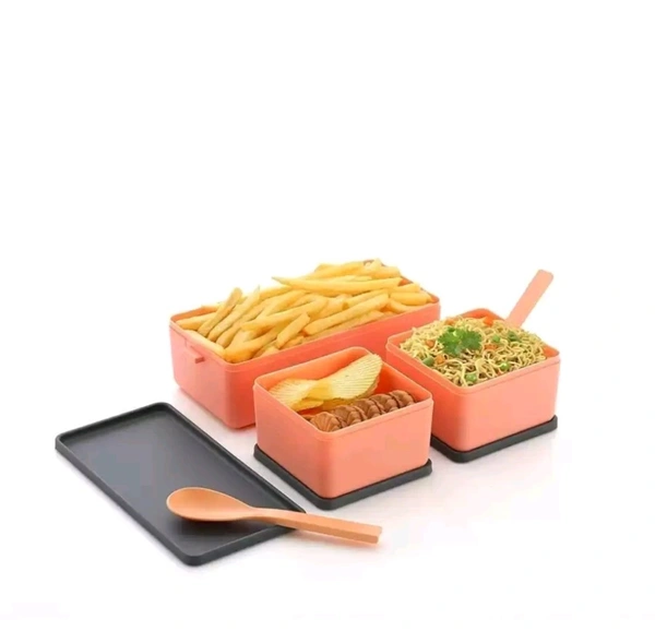 Leak Proof 3 Compartment Lunch Box for Office Men and Lunch Box for Kids, Microwave Safe Lunch Boxes, Reusable, Freezer Safe Food Containers with Spoon for Adults and Kids PP Food Grade Plastic