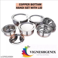 Stainless Steel Copper Bottom Handi Pot Set (Pack Of 5)