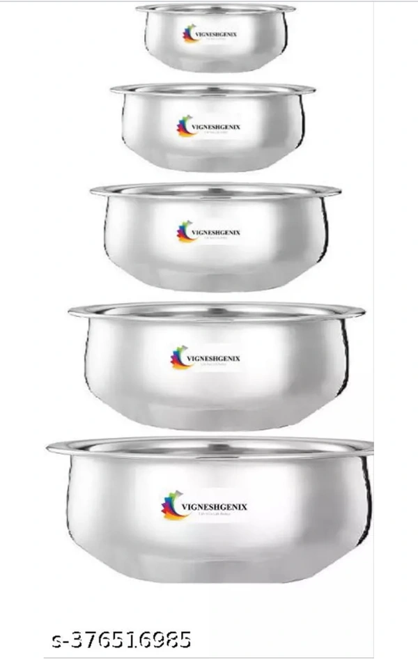 Vigneshgenix Stainless Steel Handi Pot Set (Pack Of 5)
