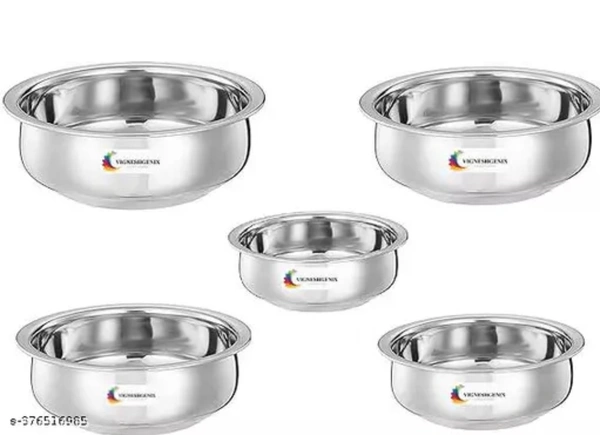 Vigneshgenix Stainless Steel Handi Pot Set (Pack Of 5)