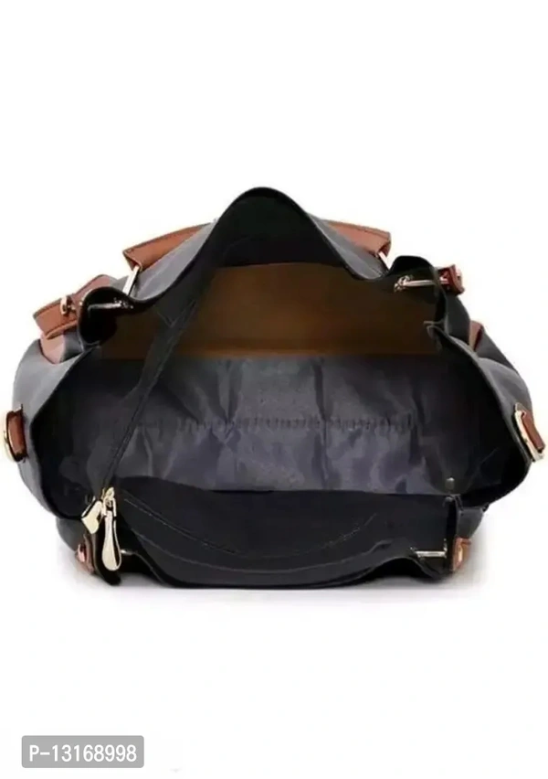 Fancy Pu HandBags For Women 4 Peices - Black