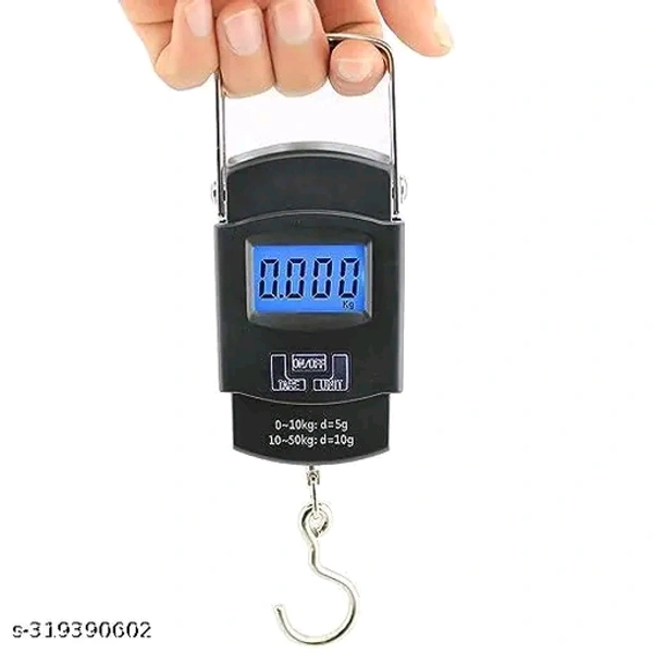 Portable Digital 50 Kg Weighing Scale with Metal Hook Electronic Portable Fishing Hook Type Digital LED Screen Luggage Weighing Scale, 50 kg/ (Black)