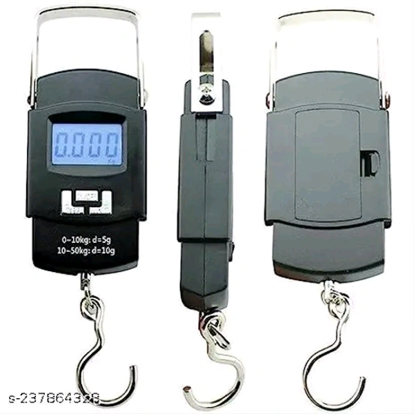 Portable Digital 50 Kg Weighing Scale with Metal Hook Electronic Portable Fishing Hook Type Digital LED Screen Luggage Weighing Scale, 50 kg/ (Black)