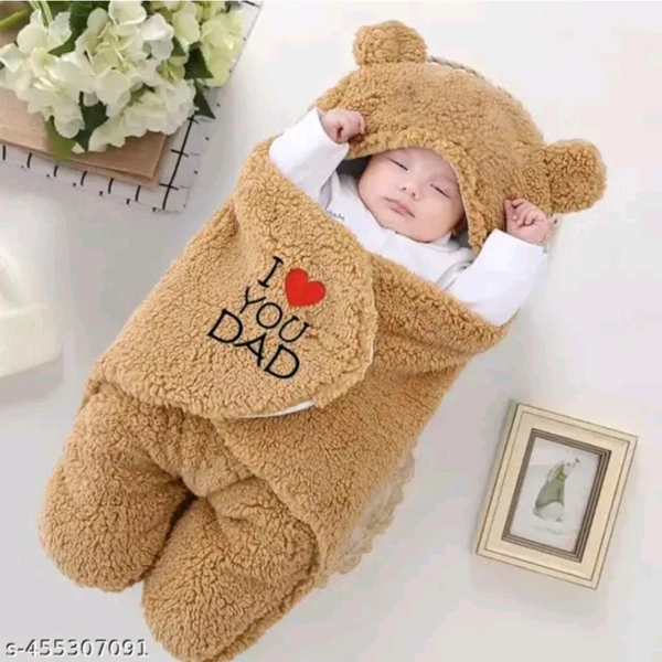 Newborn Baby Blanket Wearable Flannel Blanket 0-6 Months Hooded Swaddle Wrapper Baby Blanket - Pack Of 1