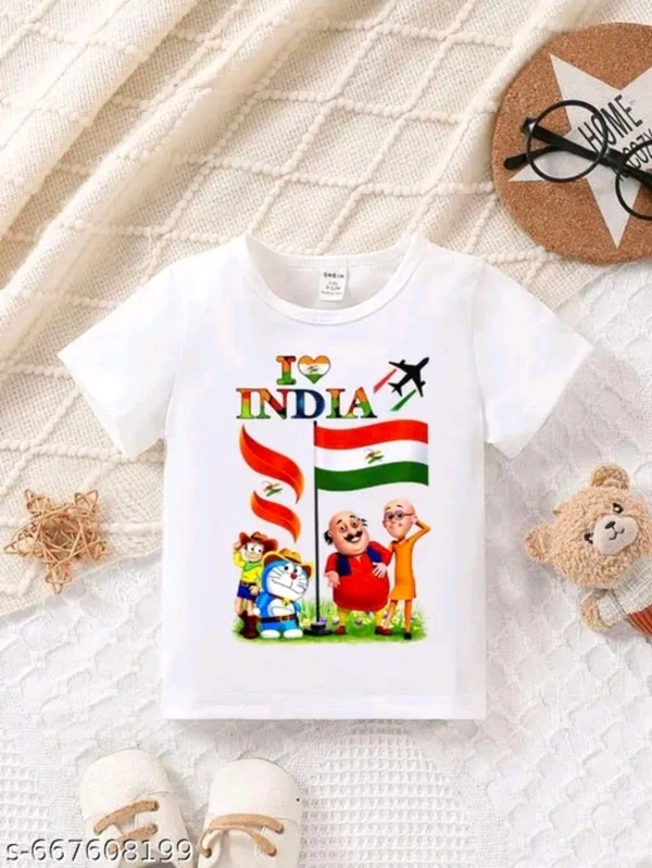 INDIA PRINTED TSHIRT FOR KIDS |26 JANUARY WHITE TSHIRT FOR BOY & GIRL |REPUBLIC DAY THSIRT|WHITE TSHIRT| - 0-6 Months
