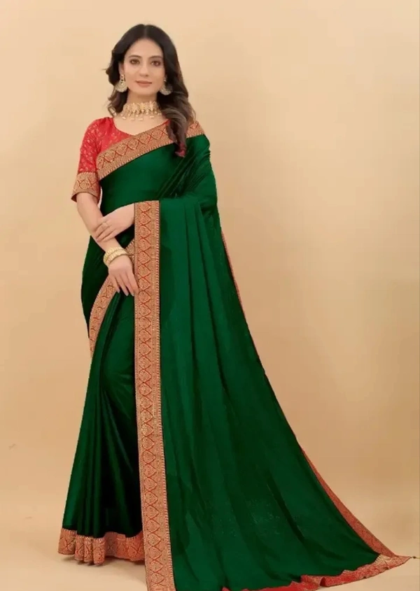 Attractive Silk Blend Lace Work Saree with Blouse piece - Sherpa Blue