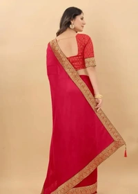 Attractive Silk Blend Lace Work Saree with Blouse piece - Mandy
