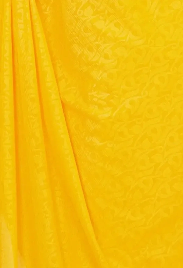 Silk Blend Embossed Saree With Blouse Piece - Yellow
