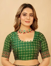 Silk Blend Embossed Saree With Blouse Piece - Japanese Laurel