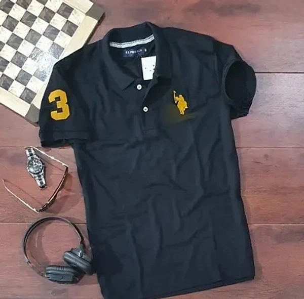 Trendy Cotton Blend Polos for Men - Black, L