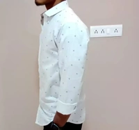 Peter Europe  Men's White Cotton Printed Long Sleeves Regular Fit Casual Shirt - M, White