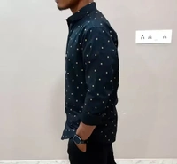 Peter Europe  Men's Black Cotton Printed Long Sleeves Regular Fit Casual Shirt - Black, M