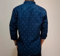 Peter Europe  Men's Navy Blue Cotton Printed Long Sleeves Regular Fit Casual Shirt - Navy Blue, M