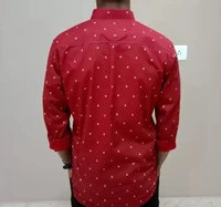 Peter Europe  Men's Red Cotton Printed Long Sleeves Regular Fit Casual Shirt - Red, XXXL