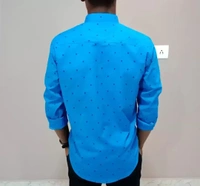 Peter Europe Men's Blue Cotton Printed Long Sleeves Regular Fit Casual Shirt - Blue, S